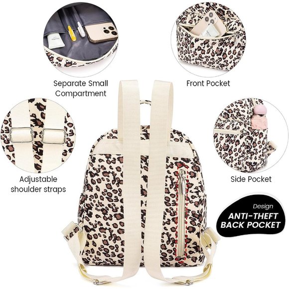 Women Leopard Polyester Light Weight Small Waterproof Mini Backpack main image 5